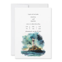 Nautical Lighthouse Starry Moon Night Sky Wedding