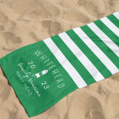 Nautical Lighthouse Stripe Kelly Green Monogram Strandtuch