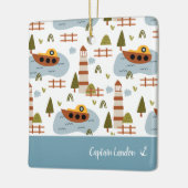 Nautical Lighthouse und Boat Kid Muster Weihnachte Keramikornament (Links)