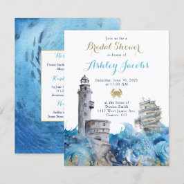 Nautical Lighthouse Waves Ship Brautparty Einladung