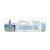 Nautical Lighthouse Waves Wedding Address Labels (Vorne)