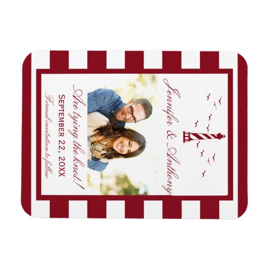 Nautical Lighthouse Wedding Foto Magnet (Horizontal)