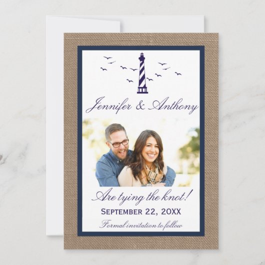 Nautical Lighthouse Wedding Foto Save the Date (Vorderseite)