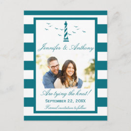 Nautical Lighthouse Wedding Foto Save the Date Ankündigungspostkarte