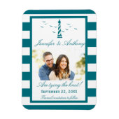 Nautical Lighthouse Wedding Foto Save the Date Magnet (Vertikal)