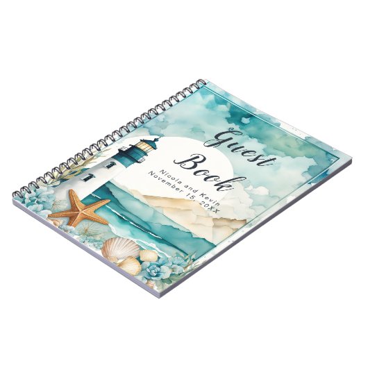 Nautical Lighthouse Wedding Guest Book Notizblock (Linke Seite)