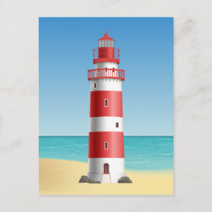 Nautical Lighthouse Wedding Hallo Miss You Sorry Postkarte