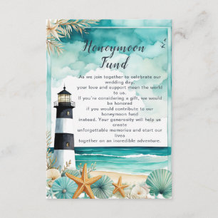 Nautical Lighthouse Wedding Honeymoon Fund Begleitkarte