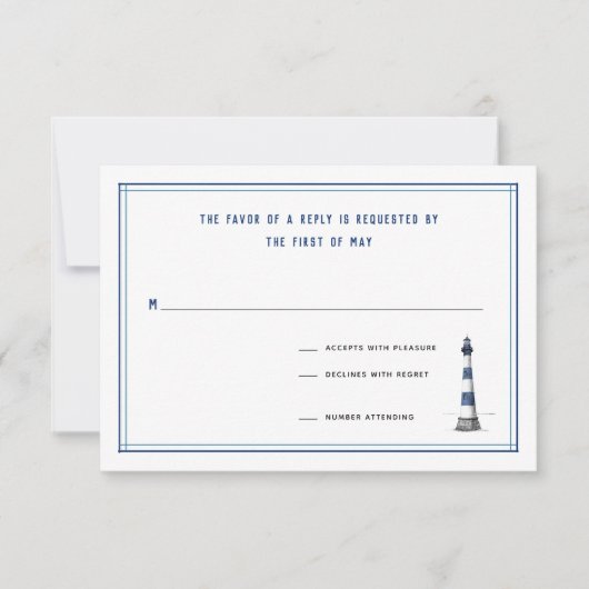 Nautical Lighthouse Wedding RSVP Card (Vorderseite)