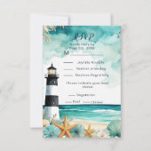 Nautical Lighthouse Wedding RSVP Karte (Vorderseite)