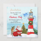 Nautical Lighthouse Weihnachtszeit-Party Einladung (Vorderseite)