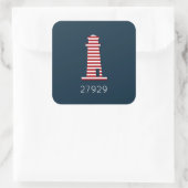 Nautical Lighthouse ZIP CODE Red White Blue Fun Quadratischer Aufkleber (Tasche)