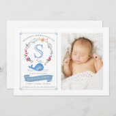 Nautical Little Niedlich Whale | Geburtsankündigun Ankündigung (Vorne/Hinten)