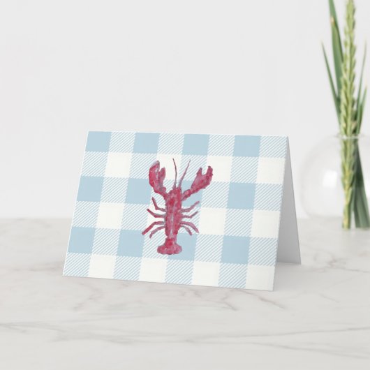 Nautical Lobster Blue Gingham Pattern Karte (Vorderseite)