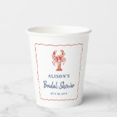 Nautical Lobster Coastal Bridal Shower  Pappbecher (Rückseite)