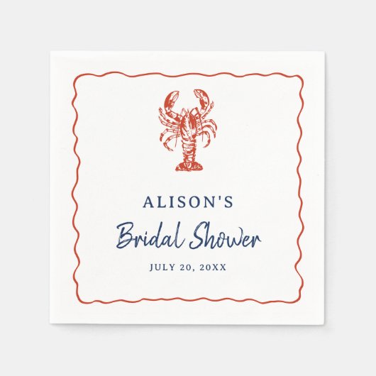 Nautical Lobster Coastal Bridal Shower  Serviette (Vorderseite)