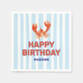 Nautical Lobster Kids Happy Birthday Serviette (Vorderseite)