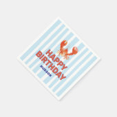 Nautical Lobster Kids Happy Birthday Serviette (Ecke)