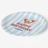 Nautical Lobster Kinder Happy Birthday Pappteller (Schrägansicht)