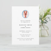 Nautical Lobster Preppy Wedding Party Einladung (Stehend Vorderseite)