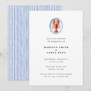 Nautical Lobster Preppy Wedding Party Einladung