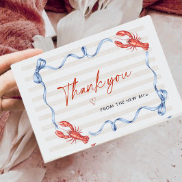 Nautical Lobster Ribbon Bridal Shower Thank You Dankeskarte