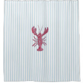 Nautical Lobster Stripe Pattern Coastal  Duschvorhang (Vorderseite)