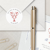Nautical Lobster Wedding Runder Aufkleber