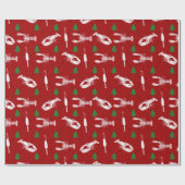 Nautical Lobsters and Buoys Christmas Pattern Geschenkpapier (Flach)