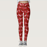 Nautical Lobsters and Buoys Christmas Pattern Leggings<br><div class="desc">Geben Sie Ihrem Outfit zu Weihnachten eine nautische Touch mit diesen Leggings. Sie sind mit weißen Hummern und Vintagen Holzfischfängern gestaltet, die auf einem roten Hintergrund mit festlich grünen Weihnachtsbaumakzenten stehen.</div>