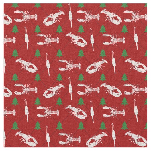 Nautical Lobsters and Buoys Christmas Pattern Stoff (Nahaufnahme)