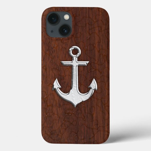 Nautical Mahogany Anchor Steel Case-Mate iPhone Hülle (Rückseite)