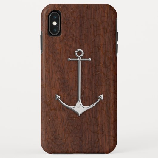 Nautical Mahogany Anchor Steel Case-Mate iPhone Hülle (Rückseite)