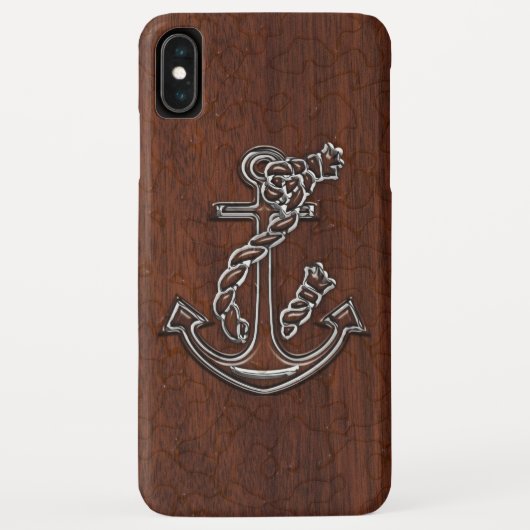 Nautical Mahogany Anchor Steel Case-Mate iPhone Hülle (Rückseite)