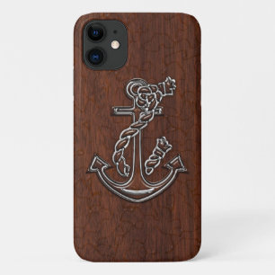 Nautical Mahogany Anchor Steel Case-Mate iPhone Hülle