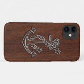 Nautical Mahogany Anchor Steel Case-Mate iPhone Hülle (Rückseite (Horizontal))