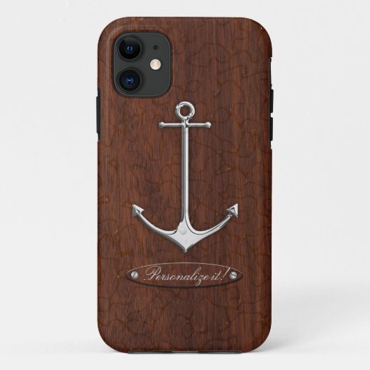 Nautical Mahogany Anchor Steel Case-Mate iPhone Hülle (Rückseite)