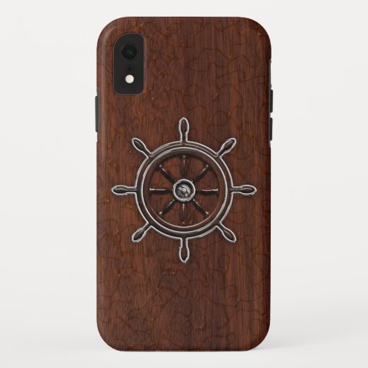 Nautical Mahogany Anchor Steel Case-Mate iPhone Hülle (Rückseite)