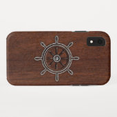 Nautical Mahogany Anchor Steel Case-Mate iPhone Hülle (Rückseite (Horizontal))