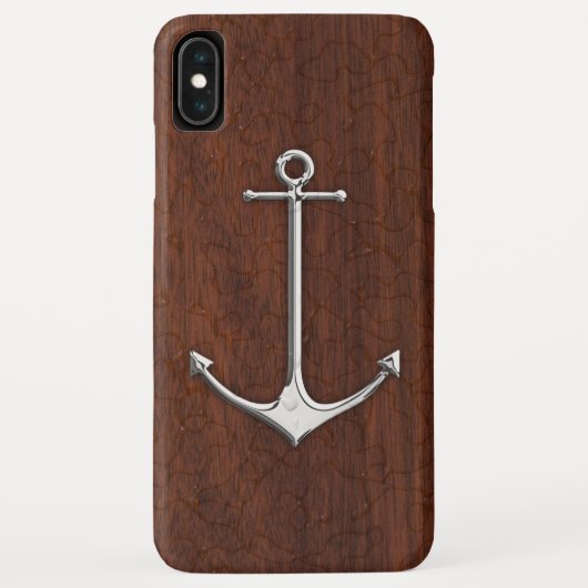 Nautical Mahogany Anchor Steel Case-Mate iPhone Hülle (Rückseite)
