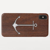 Nautical Mahogany Anchor Steel Case-Mate iPhone Hülle (Rückseite (Horizontal))