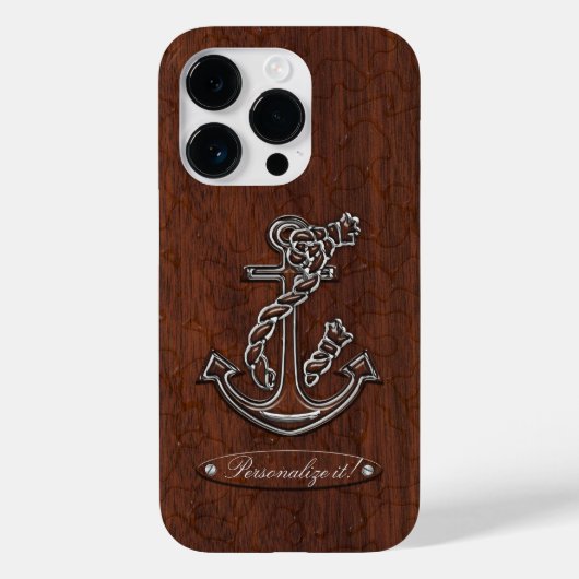 Nautical Mahogany Anchor Steel Case-Mate iPhone Hülle (Rückseite)