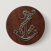 Nautical Mahogany Anchor Steel Decor Button (Vorderseite)