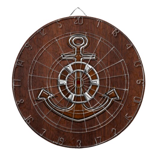 Nautical Mahogany Anchor Steel Decor Dartscheibe (vorne)
