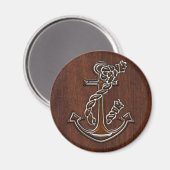 Nautical Mahogany Anchor Steel Decor Magnet (Vorderseite/Rückseite)
