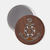 Nautical Mahogany Anchor Steel Decor Magnet (Vorderseite/Rückseite)