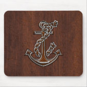Nautical Mahogany Anchor Steel Decor Mousepad (Vorne)