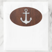Nautical Mahogany Anchor Steel Decor Ovaler Aufkleber (Tasche)