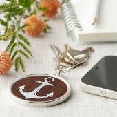 Nautical Mahogany Anchor Steel Decor Schlüsselanhänger (Seite)