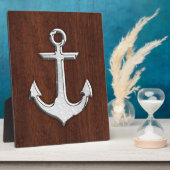 Nautical Mahogany Anchor Steel Fotoplatte (Seite)